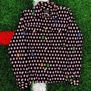 1995 Versace Ladybug Print Button Up Shirt🐞💜